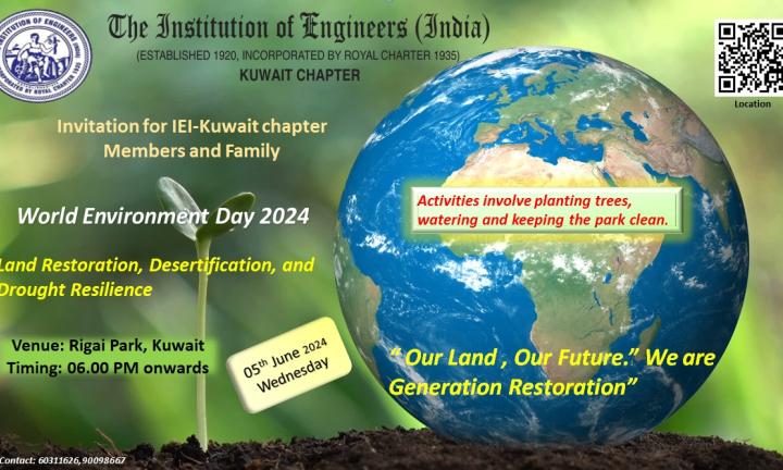 Invitation for IEI-Kuwait chapter Members and Family  for  World Environment Day 2024